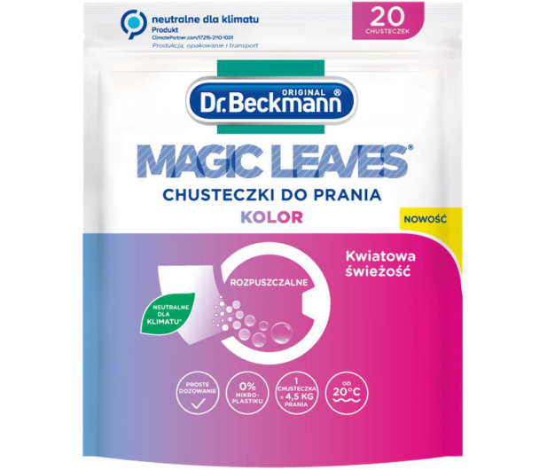 DR.BECKMANN Magic Leaves chusteczki do prania kolorowego 20 szt. - 1466584 - zdjęcie